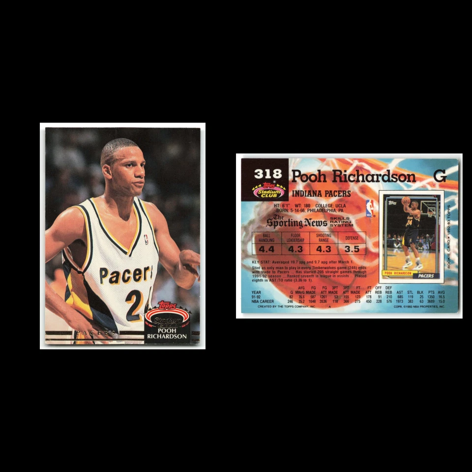 Pooh Richardson #318 1992 Topps Stadium Club Indiana Pacers Basketball Card NBA - Image 3 of 3