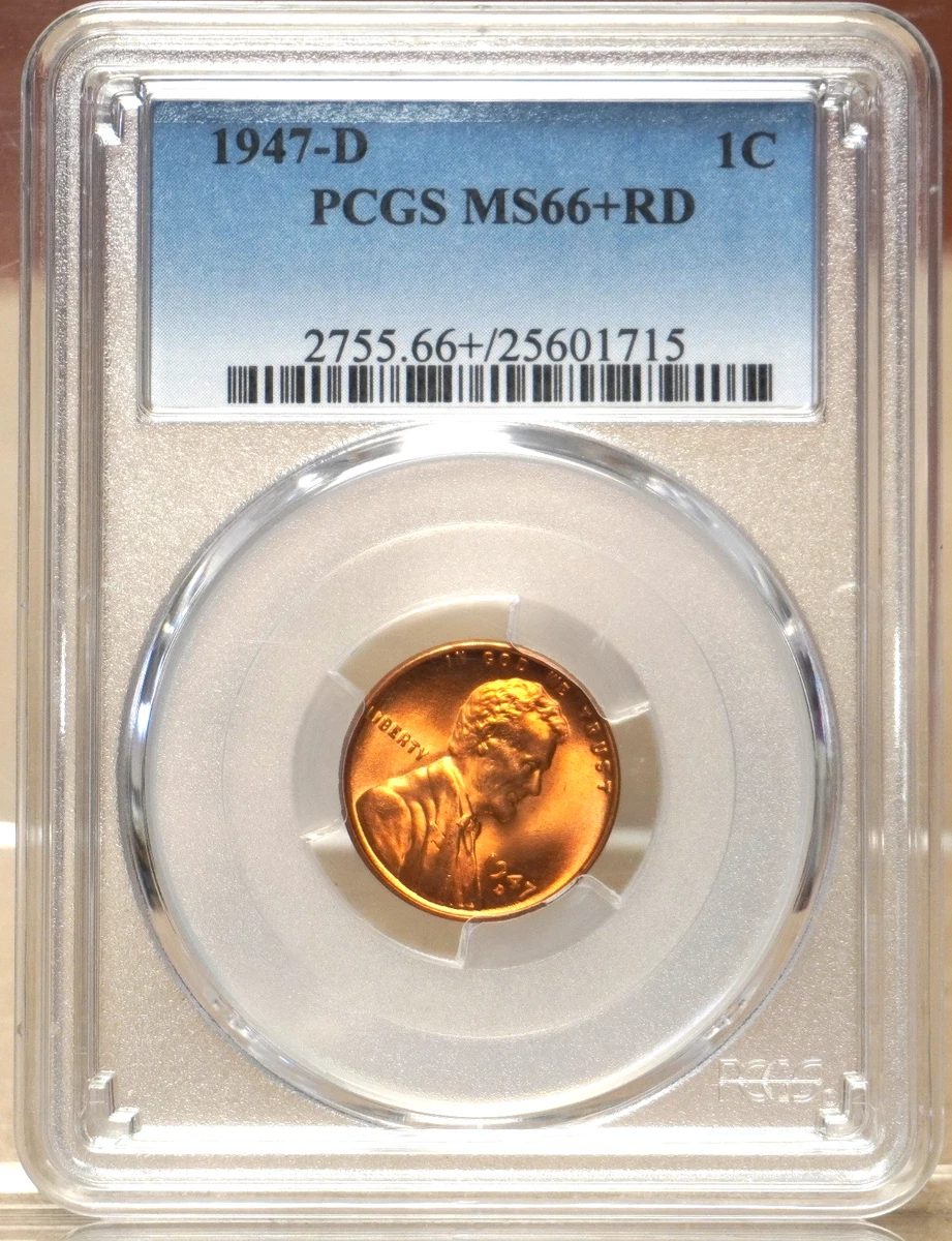 PCGS Certified MS 66 Graded 1947 Year Lincoln Wheat US Small Cents