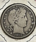 1913-P Barber Half Dollar Silver Half Dollar VG KEY DATE