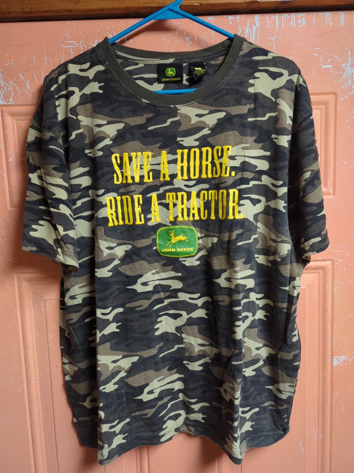 John Deere Camoflauge T Shirt Save a Horse Ride a Tractor Size XL