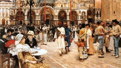 Antiker Venedig Kunstdruck LA PIAZZA Wilhelm Logsdail Markusplatz Architektur