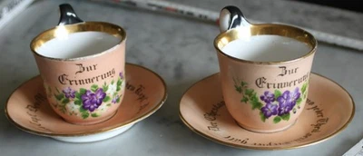 2x erinnerung andenken CT  tasse + unter teller ehe spruch top antik deko 1873 - Bild 1 von 4