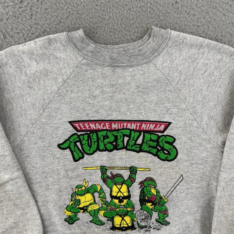 Sudadera De Colección Teenage Mutant Ninja Turtles Niño Gris Mediano Años 80 Dibujos Animados TMNT Foto 3 de 4
