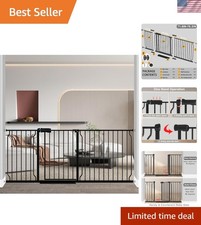 Extra Wide Baby Gate 71.6-76.3 Inch Wide, Walk Through Pressure Mounted No Dr...