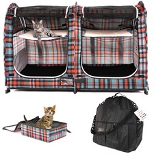 Mispace Portable Twin Compartment Show House Cat Cage/Condo - Easy to Fold ...