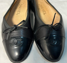 Chanel Black Vintage Leather Ballet Flats
