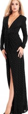 Jovani Black Crystal Beaded Long Sleeve Side Slit Gown Size 4 $750