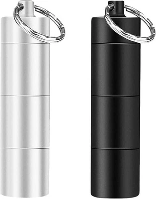 HUAJIAO 2 St Pillendose Schlüsselanhänger Aluminiumlegierung Pillenbox 3 Fächer Tabl...