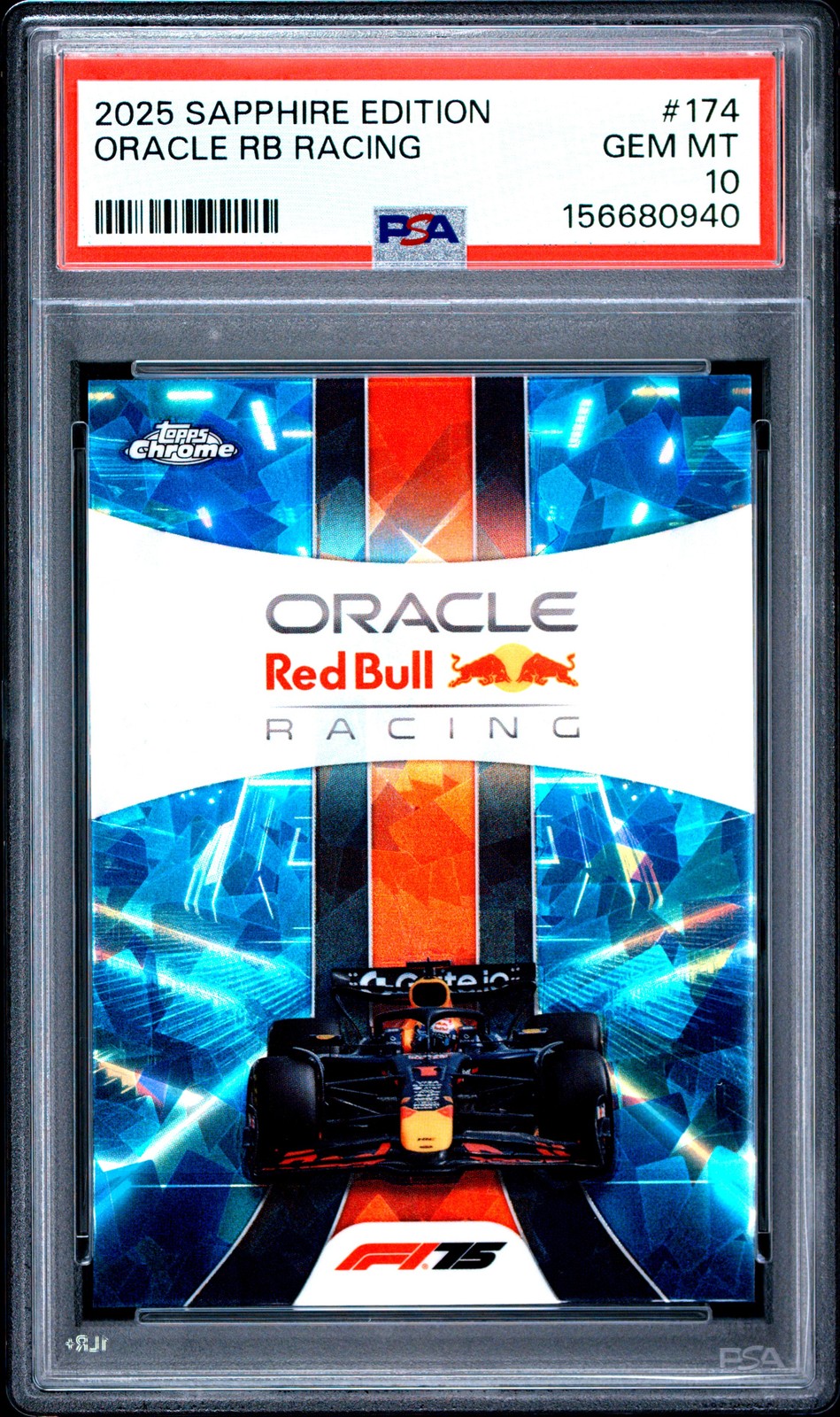 2025 TOPPS CHROME FORMULA 1 SAPPHIRE EDITION #174 ORACLE RED BULL RACING PSA 10