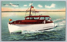 Vintage Linen Postcard Enjoying a Motor Boat Ride 1948 Tichnor Bros