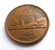 Ireland 1966 Half Penny Coin Old Irish 1/2d With Mint Luster Toned