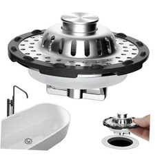 Universal Bathtub Drain Stopper Shower Drain Hair Catcher, Tub Stopper 1 Chrome