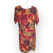 Vtg Carole Little Drop Waist Tie Floral Colorful Bohemian Dress 14 Retro U.S.A.