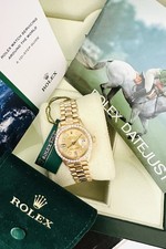 Ladies 18k Yellow Gold Rolex Datejust President Ref 6927 ~ Diamond Dial & Bezel