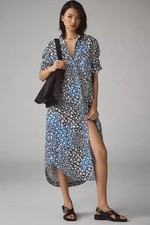 Maeve The Soren Long-Sleeve Cotton Shirt Dress Size M By In Blue