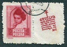 POLAND 1948 15z+10z deep rose-red SG645 used NG Anti-tuberculosis Fund #C02