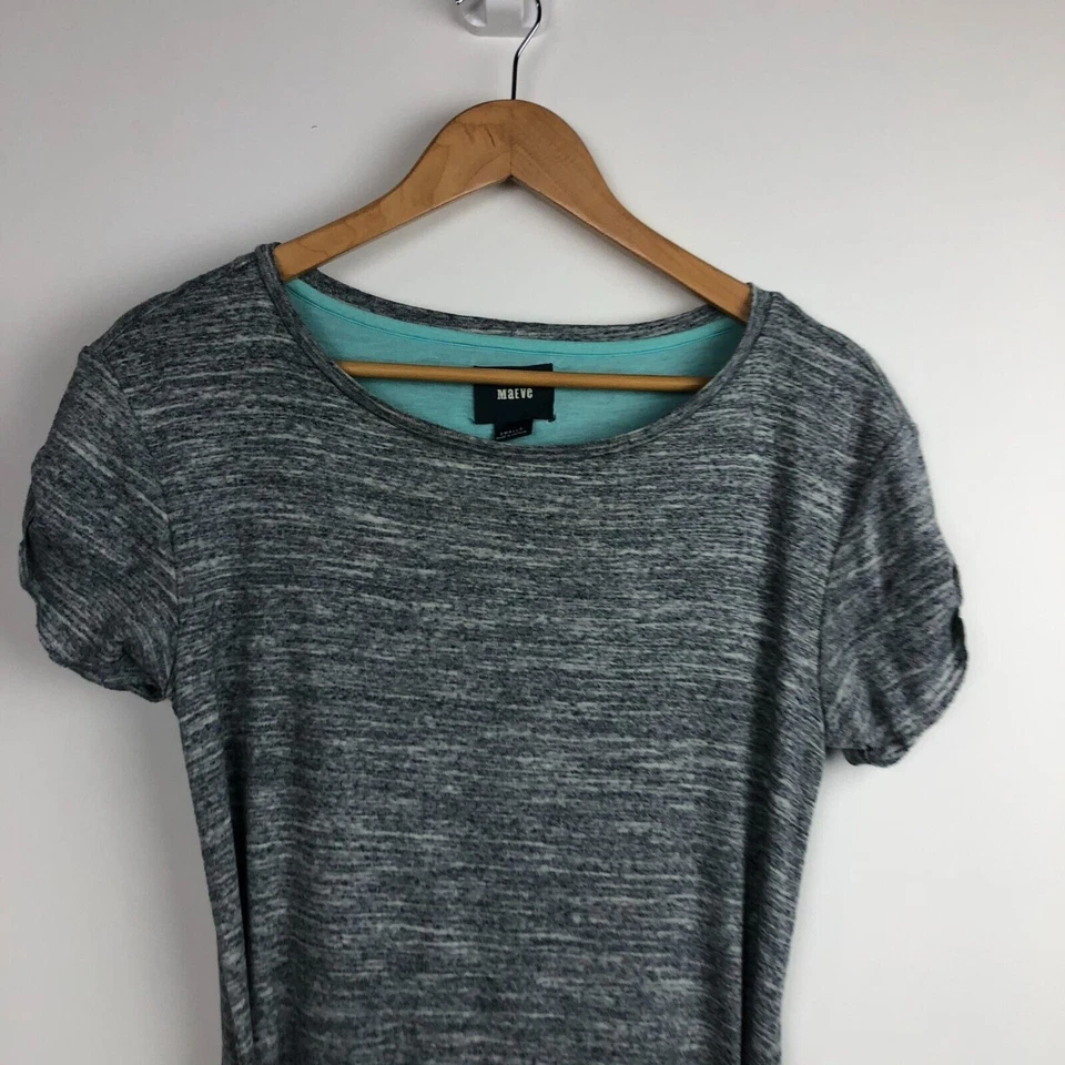 MAEVE Anthropologie Women's Wrap Dress Short Sleeve Gray Size Small PETITE - Image 3 of 4