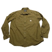 Carhartt Shirt Mens XL Green Rugged Flex Twill Button Front Long Sleeve Workwear