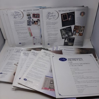 Creative Memories 12x12 Scrapbook Pages White/Black, Protectors + More OLD STYLE