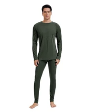 Men's 100% Merino Wool Base Layer Sets Midweight Thermal Underwear Bottoms Top