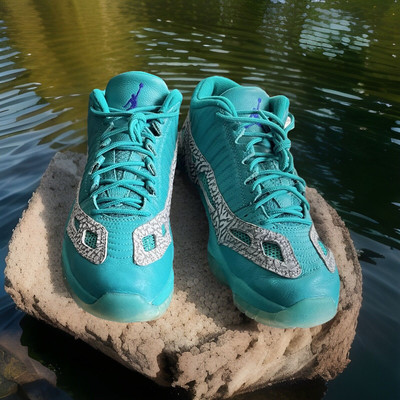 LLryu【中古美品 希少】AIR JORDAN 11 RETRO LOW AIR JORDAN 11 RETRO SNEAKER LOW IE RIO TEAL/CEMENT-BLUE MENS SIZE