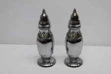 Vintage Perma-Brite Elegant Chrome Salt & Pepper Shakers Set # 128