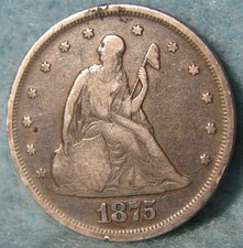 1875 Twenty Cent 20c Piece ~ Old US Silver Coin #512