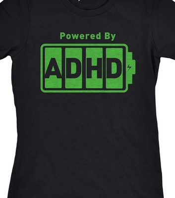 Powered By ADHD Funny T shirt tee Unisex medication meds | eBay