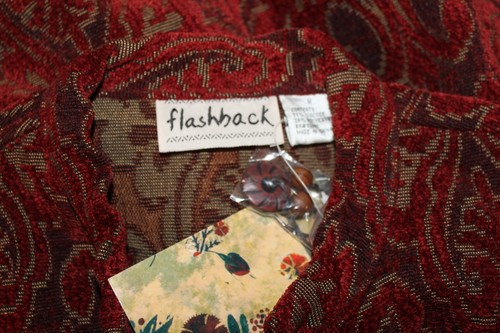 New Flashback Red Deep Rich Floral Art-to-Wear Funky Tapestry Jacket Sz S - Picture 5 of 5