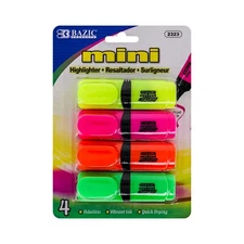 Bazic Mini Highlighter Assorted Color (4 Pack)