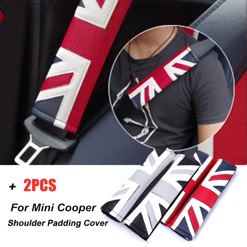 2X Para Mini Cooper Accesorios Union Jack Cinturón de Seguridad Almohadillas para el Hombro Cubierta Foto 3 de 4