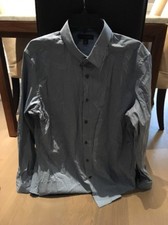 Mens Blue Checkered Banana Republic Dress Shirt Slim Fit 16-16.5 Large