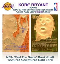 1996-97 KOBE BRYANT FEEL THE GAME Flair NBA Showcase Legacy GOLD ROOKIE Away