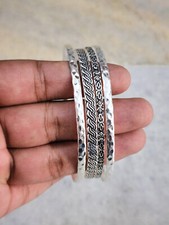 Set Of 4 Hammered Design Bangle Solid 925 Sterling Silver Gift On Birthday V243
