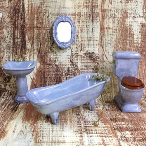 1:12 Beautiful Design Multistyles Ceramic Bathroom Set  Dollhouse Decoration - Photo 1/19