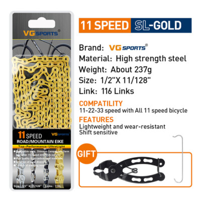 VG Bicycle Chain 8 9 10 11 Speed Mountain Road Bike MTB Chains Part 116 Links