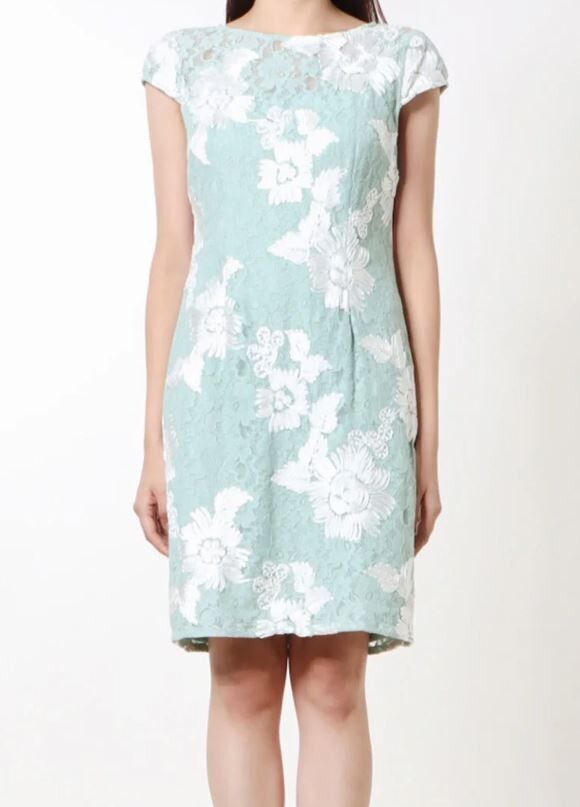 NWT Adrianna Papell Mint Floral Embroidered Lace Dress Size 4 | eBay