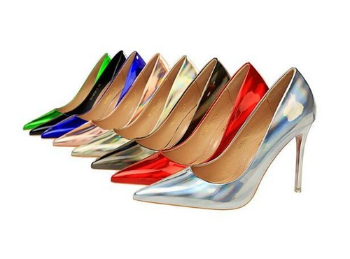 leather high heel pumps