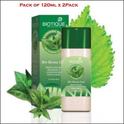 2 Pack- Biotique Bio Henna Leaf Fresh Texture Shampoo & Conditioner -120 ml