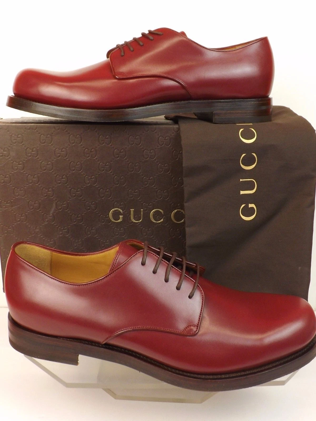 GUCCI 353021 VIN CUIR LISSE DENTELLE BONNE ANNÉE CLASSIQUE OXFORDS 8 US 9 NEUF DANS SA BOÎTE