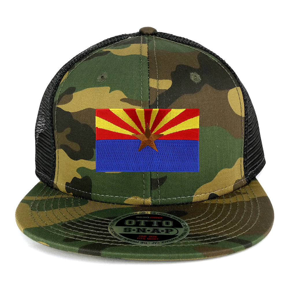 Armycrew Oversized XXL Camouflage Snapback Cap - USA Flag Patch - Big Head Size Trucker Mesh Hat (Olive Camo) - View #6