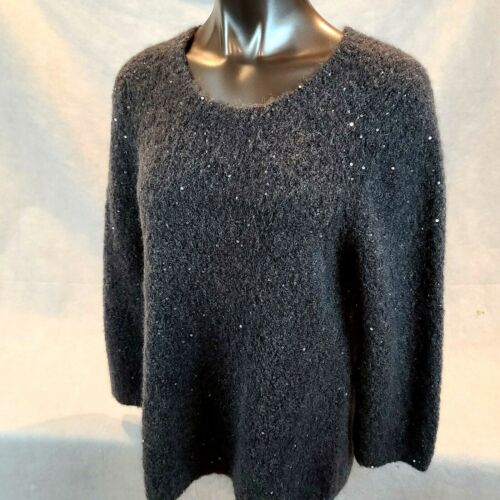 TOMMY BAHAMA Women's Large Alpaca Wool Sunstone Pullover Grey Sequined - Picture 1 of 4