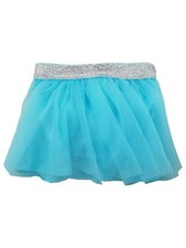 Infant Girls Light Sky Blue Silver Sparkly Tulle Tutu Skirt w/ Panty