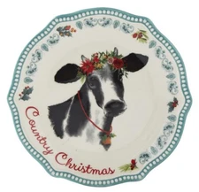 Pioneer Woman Christmas Holiday Coord w/Cheerful Rose COW 6.5” Appetizer Plate