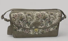 VTG FRENCH LUGGAGE CO Tapestry CARRY ON TRAVEL TOTE Cosmetic Case Gray Rose EUC