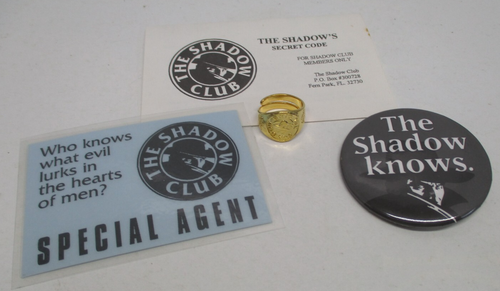 1995 THE SHADOW RING CLUB Lot BUTTON Secret Code RING ID Card # 00010 (CM3517)
