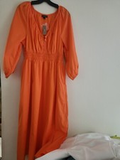J. Crew V-neck midi dress cotton poplin Tangerine/orange Sz  M AVAILABLE NWT