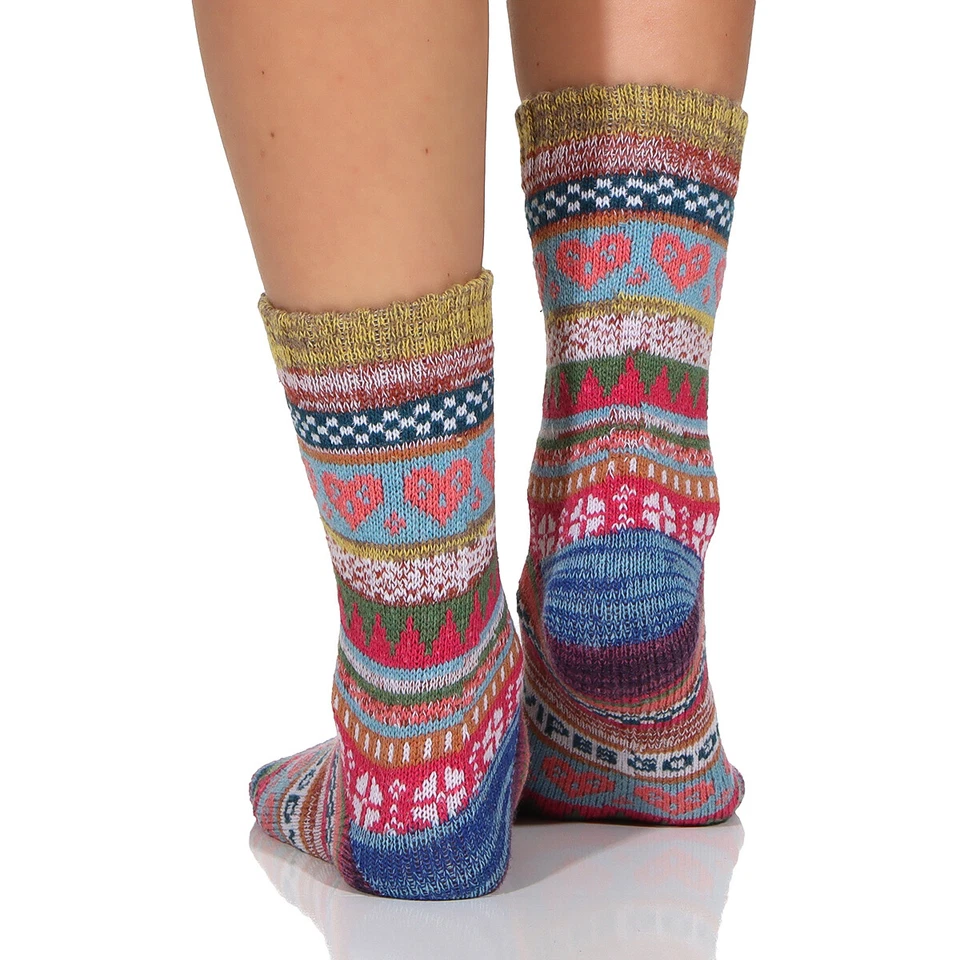 3 Paar bunte Wollsocken Warme Strümpfe Norweger Hütten Winter warm Kuschel Bunt - Bild 4 von 4