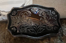 VINTAGE BELT BUCKLE-----HEART SHAPED VINES AND FLOWERS