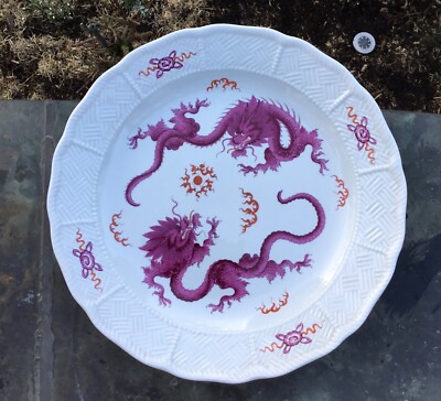 Meissen lila Mingdrache riesige Schale/Beilagenplatte/ Pastaschale D 35 cm 1. W